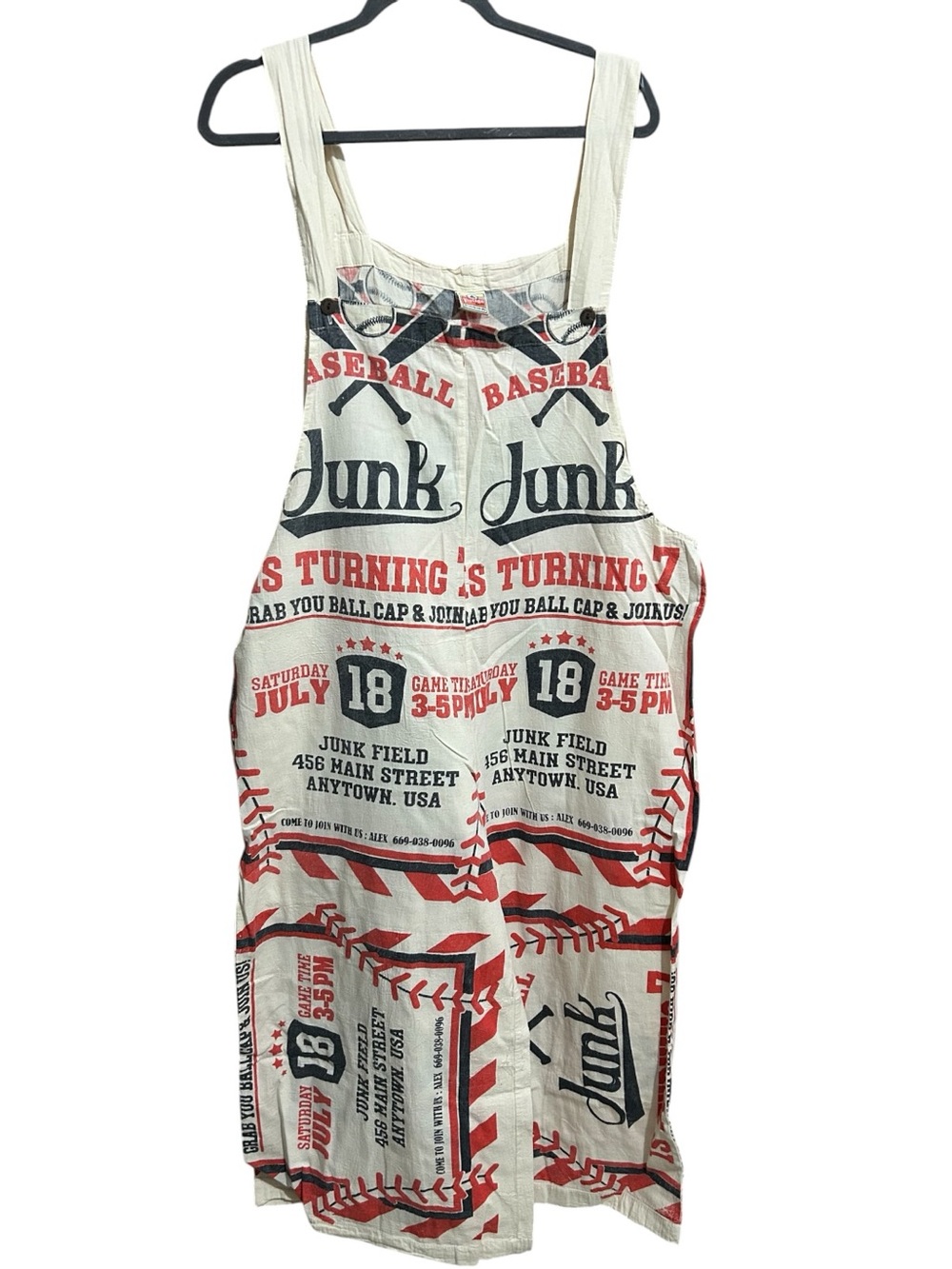 New Vintage Sack Overalls Junk Baseball Flour Feed Bag Jumpsuit Boho One Size - Picture 6 of 7